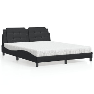 vidaXL Bed met matras kunstleer zwart 160x200 cm