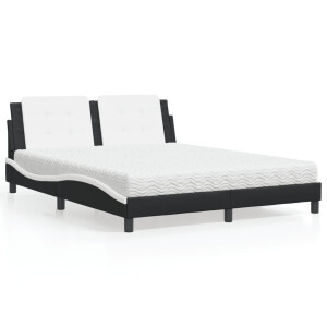 vidaXL Bed met matras "Zadar" kunstleer zwart en wit 160x200 cm