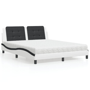vidaXL Bed met matras kunstleer wit en zwart 160x200 cm