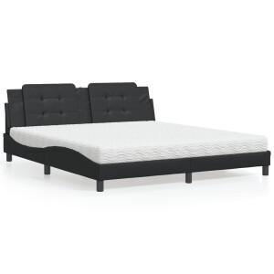 vidaXL Bed met matras "Zadar" kunstleer zwart 180x200 cm