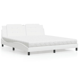 vidaXL Bed met matras "Zadar" kunstleer wit 180x200 cm