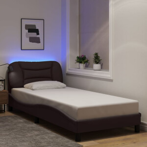 vidaXL Bedframe met LED zonder matras "Hvar" 80x200 cm stof donkerbruin