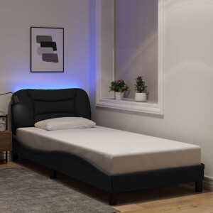 vidaXL Bedframe met LED zonder matras "Hvar" 90x200 cm stof zwart