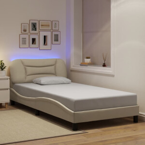 vidaXL Bedframe met LED zonder matras "Hvar" 100x200 cm stof crème