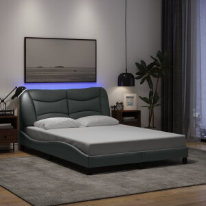 vidaXL Bedframe met LED zonder matras "Hvar" 120x200 cm stof lichtgrijs