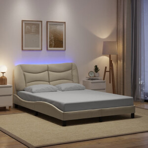 vidaXL Bedframe met LED zonder matras "Hvar" 120x200 cm stof crème