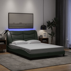 vidaXL Bedframe met LED zonder matras "Hvar" 140x190 cm stof donkergrijs