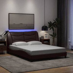 vidaXL Bedframe met LED zonder matras "Hvar" 140x190 cm stof donkerbruin