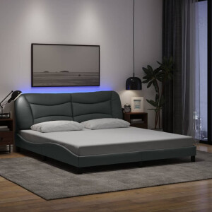 vidaXL Bedframe met LED zonder matras "Hvar" stof 180x200 cm lichtgrijs