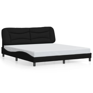 vidaXL Bedframe met LED zonder matras "Hvar" 180x200 cm stof zwart