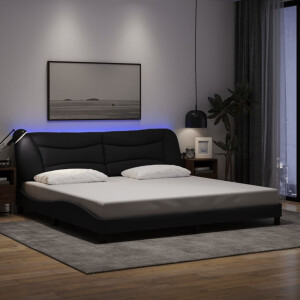 vidaXL Bedframe met LED zonder matras "Hvar" 200x200 cm stof zwart
