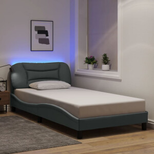 vidaXL Bedframe met LED zonder matras "Hvar" stof lichtgrijs 100x190 cm