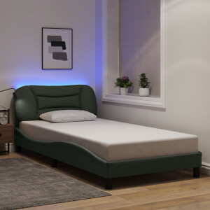 vidaXL Bedframe met LED zonder matras "Hvar" stof donkergrijs 100x203 cm