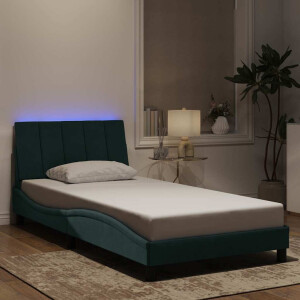 vidaXL Bedframe met LED zonder matras "Hanko" fluweel donkergroen 100x200 cm