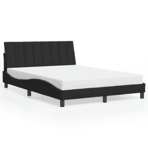 vidaXL Bedframe met LED-verlichting fluweel zwart 140x190 cm