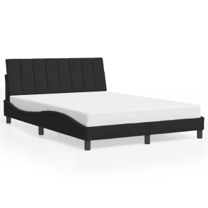 vidaXL Bedframe met LED-verlichting fluweel zwart 140x200 cm