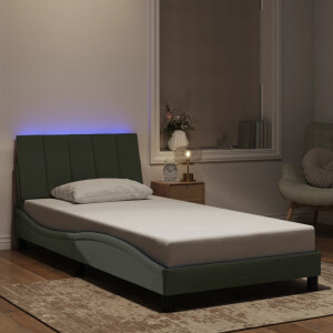 vidaXL Bedframe met LED zonder matras "Hanko" fluweel lichtgrijs 100x190 cm