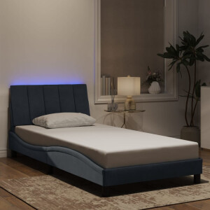 vidaXL Bedframe met LED zonder matras "Hanko" fluweel donkergrijs 100x190 cm