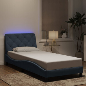 vidaXL Bedframe met LED zonder matras fluweel donkergrijs 90x200 cm