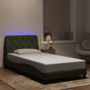 vidaXL Bedframe met LED zonder matras fluweel lichtgrijs 100x200 cm