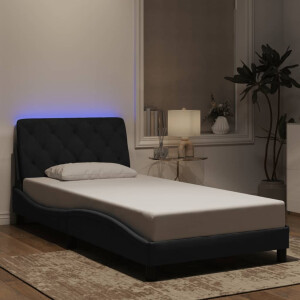 vidaXL Bedframe met LED zonder matras fluweel zwart 100x200 cm