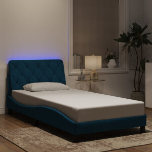 vidaXL Bedframe met LED zonder matras fluweel blauw 100x200 cm