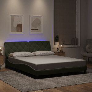 vidaXL Bedframe met LED zonder matras fluweel lichtgrijs 160x200 cm
