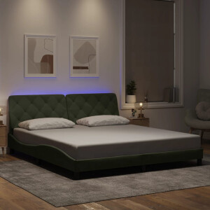 vidaXL Bedframe met LED zonder matras fluweel lichtgrijs 180x200 cm