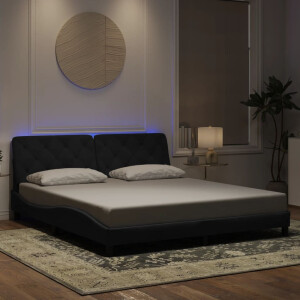 vidaXL Bedframe met LED zonder matras fluweel zwart 180x200 cm