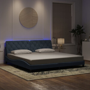 vidaXL Bedframe met LED zonder matras fluweel donkergrijs 200x200 cm