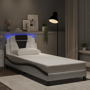 vidaXL Bedframe "Viana" met LED zonder matras kunstleer wit en zwart 80x200 cm