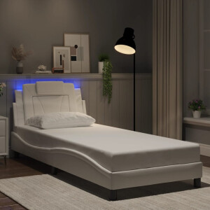 vidaXL Bedframe "Viana" met LED zonder matras kunstleer wit 90x200 cm