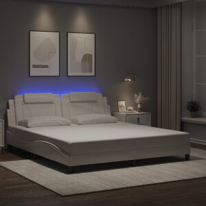vidaXL Bedframe "Viana" met LED zonder matras kunstleer wit 180x200 cm