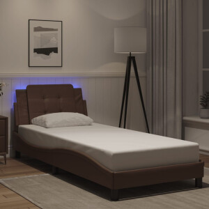 vidaXL Bedframe met LED zonder matras "Zadar" kunstleer bruin 80x200 cm