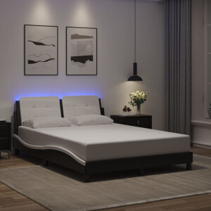 vidaXL Bedframe met LED zonder matras "Zadar" kunstleer zwart en wit 120x200 cm