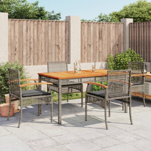 vidaXL 5-delige Tuinset met kussens poly rattan grijs