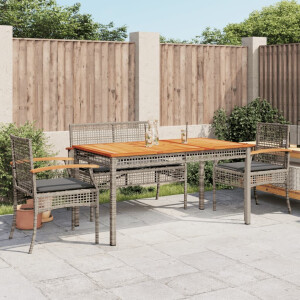 vidaXL 5-delige Tuinset met kussens poly rattan grijs