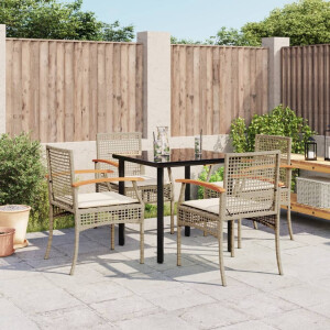 vidaXL 5-delige Tuinset met kussens poly rattan beige