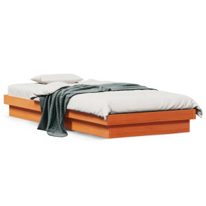 vidaXL Bedframe met LED massief grenenhout wasbruin 90x200 cm