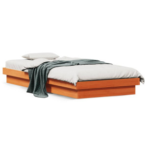 vidaXL Bedframe met LED massief grenenhout wasbruin 90x190 cm
