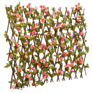 vidaXL Kunstplant klimop op latwerk uittrekbaar 180x60 cm donkerroze