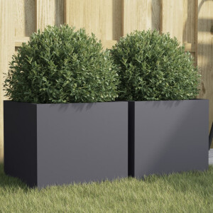 vidaXL Plantenbakken 2 st 32x30x29 cm staal antracietkleurig