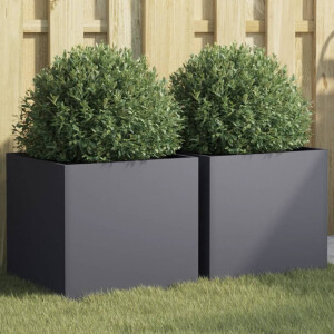 vidaXL Plantenbakken 2 st 42x40x39 cm staal antracietkleurig