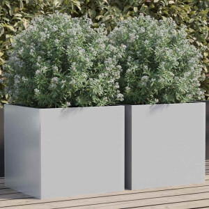 vidaXL Plantenbakken 2 st 42x40x39 cm gegalvaniseerd staal zilverkleur
