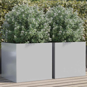 vidaXL Plantenbakken 2 st 49x47x46 cm gegalvaniseerd staal zilverkleur