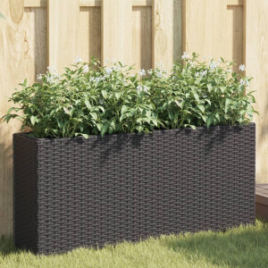 vidaXL Plantenbakken met 2 potten 2 st 90x20x40 cm poly rattan zwart
