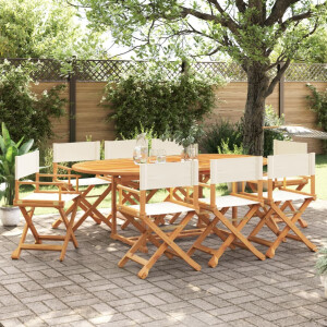 vidaXL Tuinstoelen 8 st inklapbaar stof crèmewit