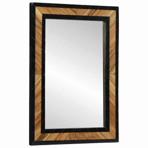 vidaXL Wandspiegel Zwart en Bruin 70 x 2 x 70 cm Massief Acaciahout