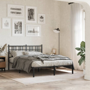 vidaXL Bedframe met hoofdbord metaal zwart 120x190 cm