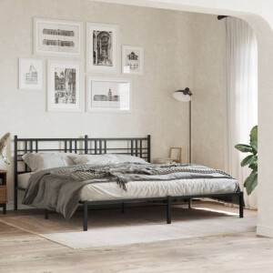 vidaXL Bedframe met hoofdbord metaal zwart 183x213 cm